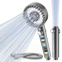 Shower Head and Hose with 18 Stage Filtration, 4 Spray Modes High Pressure Shower Heads, 5" Large Panel Bathroom Hard Water Shower Filter for 99% Residual Chlorine Remove